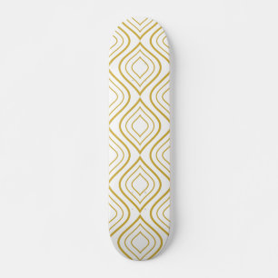 Padrão geométrico abstrato, skateboard branco e do