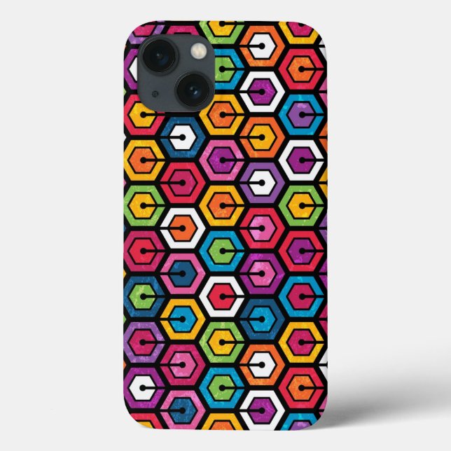 Padrão geométrico colorido com hexágonos (Verso)