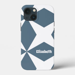 Padrão Geométrico Cute Nome Personalizado Branco