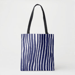 Padrão geométrico da faixa de pinos azul Tote bag
