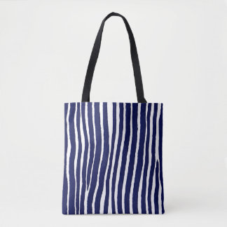 Padrão geométrico da faixa de pinos azul Tote bag