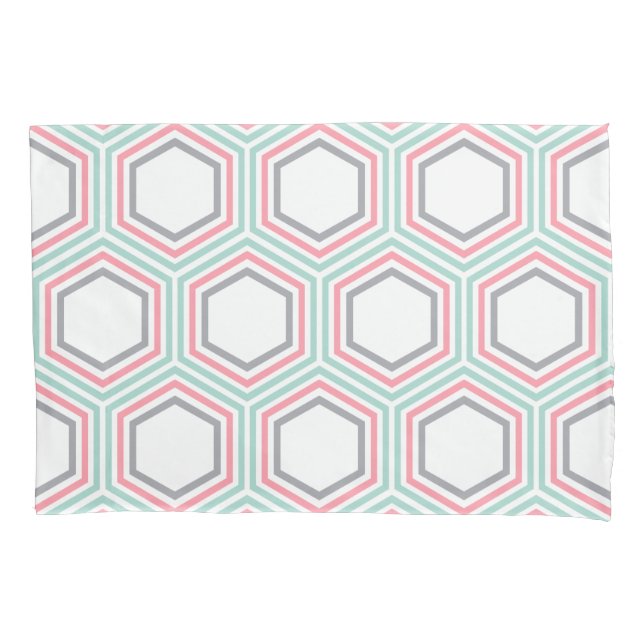 Padrão Geométrico da Trendy Mint e Coral (Frente)