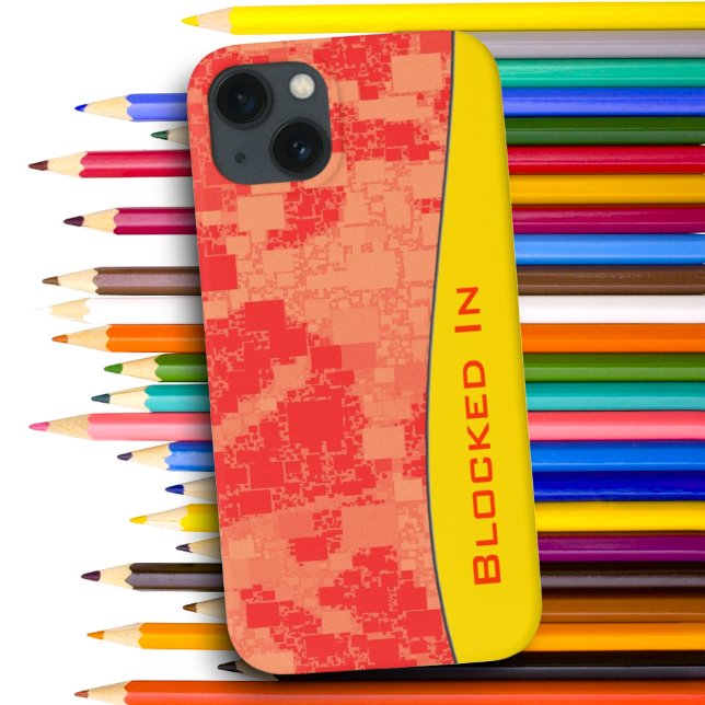 Padrão Geométrico de Bloco de Tangerina Personaliz (back iPhone cover ready to personalize or remove text)