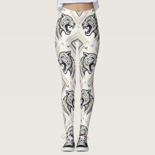 Padrão Geométrico de Jaguar – Leggings Tribais de