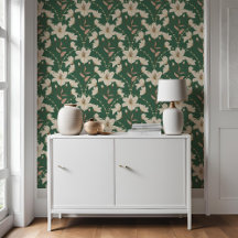 Padrão Geométrico Floral Verde Beige Lily
