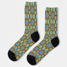 Padrão geométrico fractal azul e amarelo