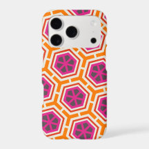 Padrão Geométrico Moderno Rosa e Laranja Retrô