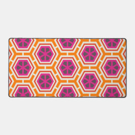 Padrão Geométrico Moderno Rosa e Laranja Retro