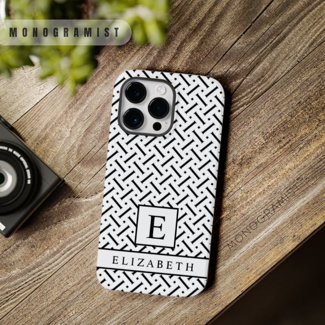 Padrão Geométrico Personalizável, Branco E Preto (Customizable White And Black Geometric Pattern Case-Mate iPhone Case)