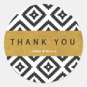 Padrão Geométrico Preto e Branco & Adesivo Dourado