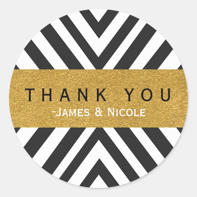 Padrão geométrico preto e branco e adesivo Dourado (Frente)