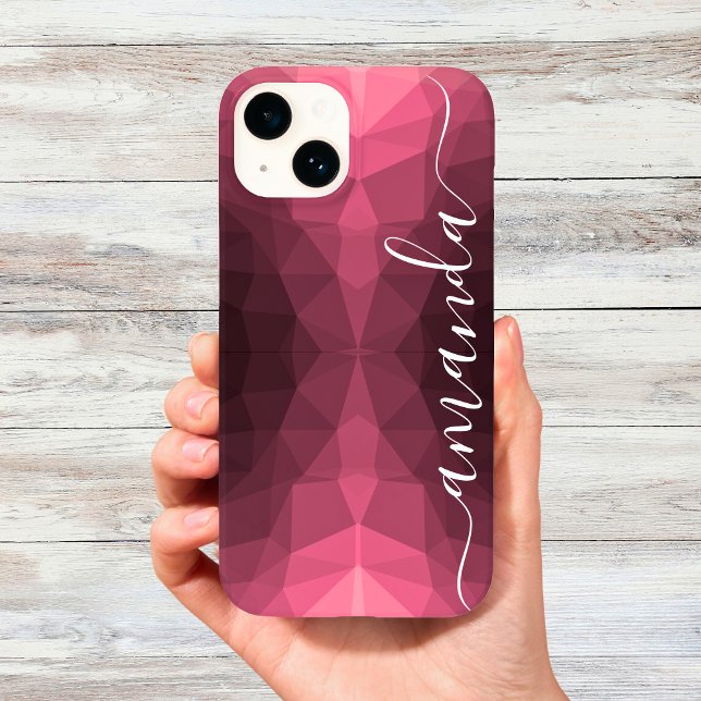 Padrão Geométrico Rosa Escuro Personalizado (Personalized Dark Pink Geometric Pattern Case-Mate iPhone Case)
