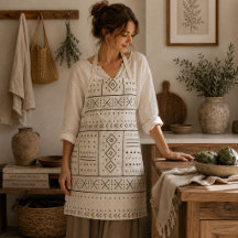 Padrão Geométrico Tribal Marfim Preto | Boho Moder
