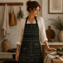 Padrão Geométrico Tribal Marfim Preto | Boho Moder
