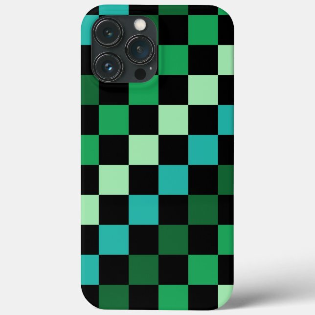 Padrão Gingham Verde Azul Verificado (Verso)