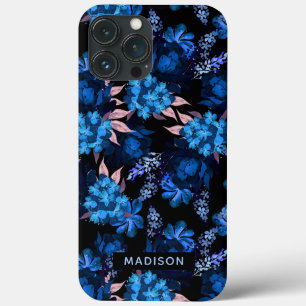 Padrão Girly Floral de Cor Azul Personalizado