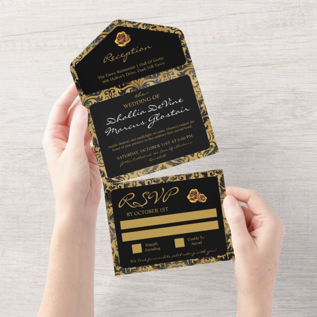 Padrão Gótico Preto e Dourado (Aba destacável)
