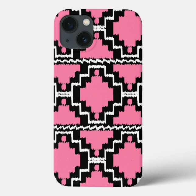 Padrão Ikat Aztec - Rosa Fuchsia, Preto e Branco (Verso)