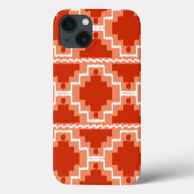 Padrão Ikat Aztec - Rusta, Laranja e branco (Verso)