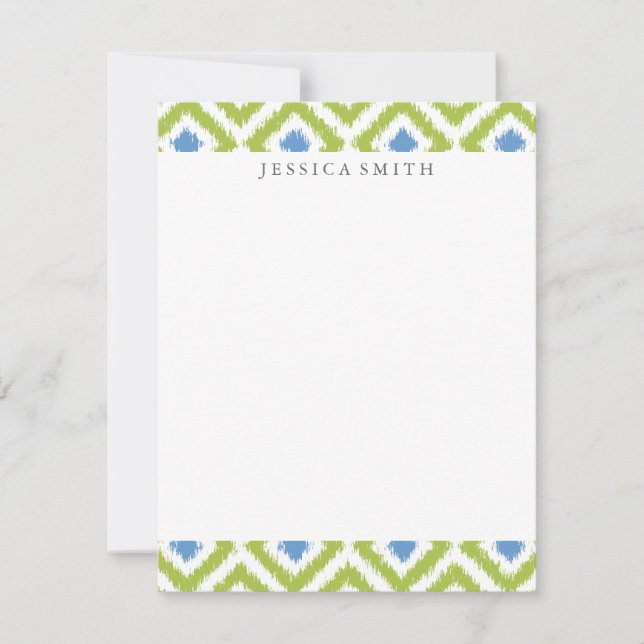 Padrão Ikat de Ouros Azul Verde (Frente)