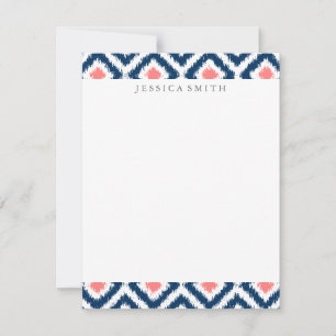 Padrão Ikat de Ouros de Coral Azul marinho