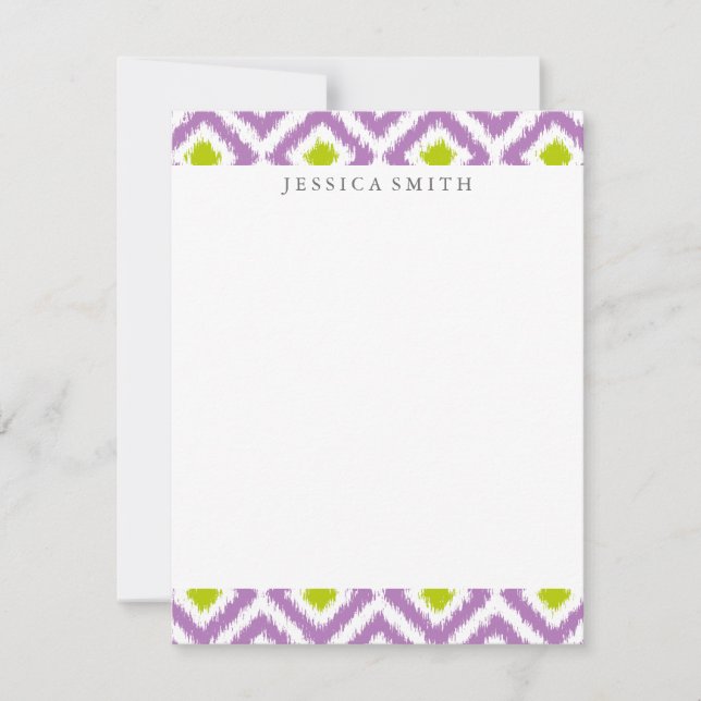 Padrão Ikat de Ouros Verdes Roxos (Frente)