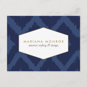 Padrão Ikat no Cartão Postal do Designer Azul