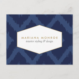 Padrão Ikat no Cartão Postal do Designer Azul