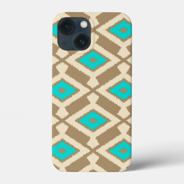 Padrão Ikat - Turquesa, Taupe e Beige (Verso)