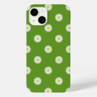 Padrão Ilustrativo de Daisies em Verde