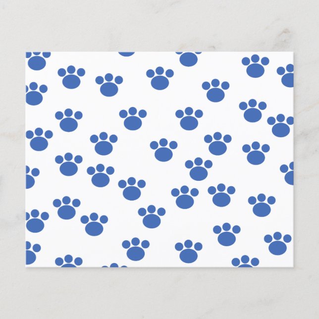 Padrão Impresso Da Pata Animal. Azul e Branco. (Frente)
