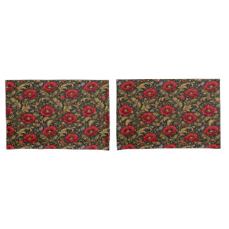 Padrão Inspirado em William Morris Papoula Vermelh