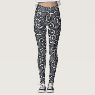 PADRÃO JAPONÊS - Leggings PRETAS E BRANCAS