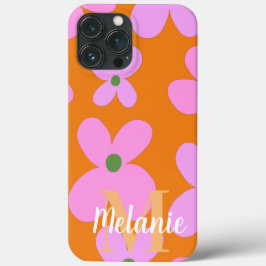 Padrão Laranja Brilhante Flor Groovy Nome