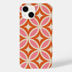 Padrão Laranja Rosa Geométrico Moderno do meio séc