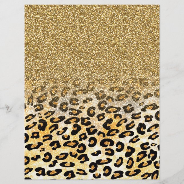 Padrão Leopardo Moderno Dourado Ombre Glitter (Frente)