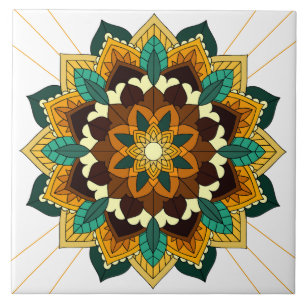 Padrão Mandala 02 em Azulejo de cerâmica amarela e