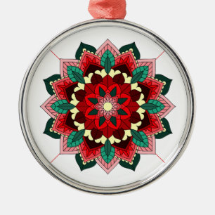 Padrão Mandala 02 em ornamento de metal vermelho