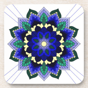 Padrão Mandala 02 em Porta copos azul escura
