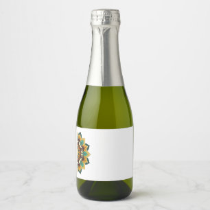 Padrão Mandala 02 em vinho amarelo e castanho bran