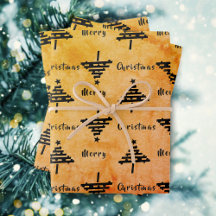 Padrão Moderno de Árvore de Natal Laranja Preto Fe