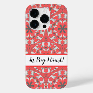 Padrão moderno de Pug monogramado em vermelho cora