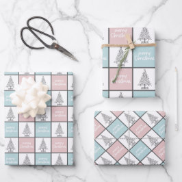 Padrão Moderno do Pastel Azul e Rosa de Natal