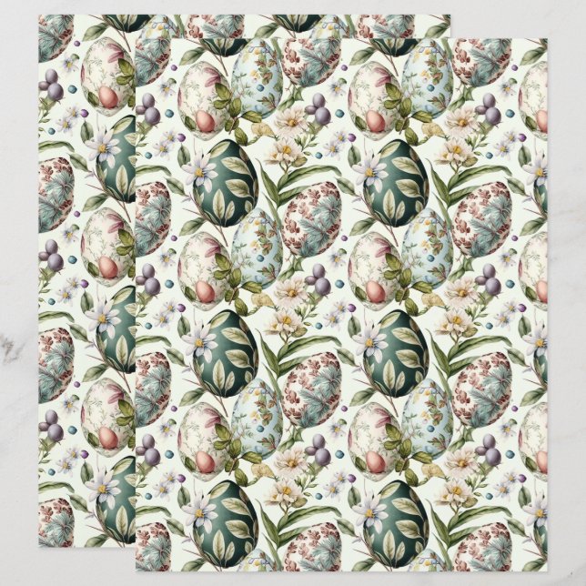 Padrão nostálgico de colheita de ovos de Páscoa (Frente/Verso)