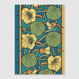 Padrão Nouveau da Flor Nasturtium Amarelo Azul