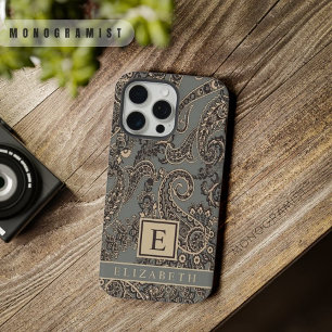 Padrão Paisley Cinza Preto Rosa Pêssego Personaliz