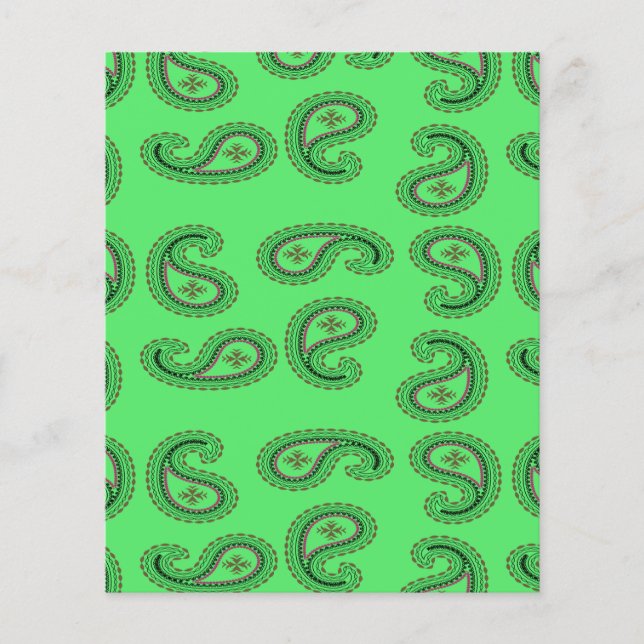 Padrão paisley decorativo em verde (Frente)