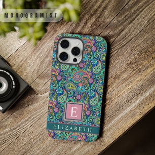 Padrão Paisley Verde Claro Azul Escuro Personalizá