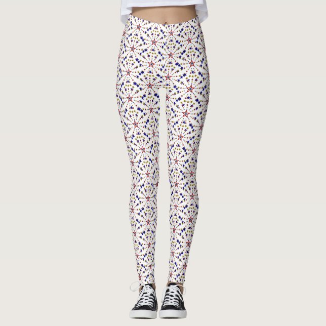 Padrão Patriótico de Estrelas, Leggings de Férias (Frente)