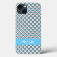 Padrão Personalizado de Bolinhas Azul e Branco